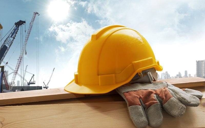 Helmet placed on the tool after work